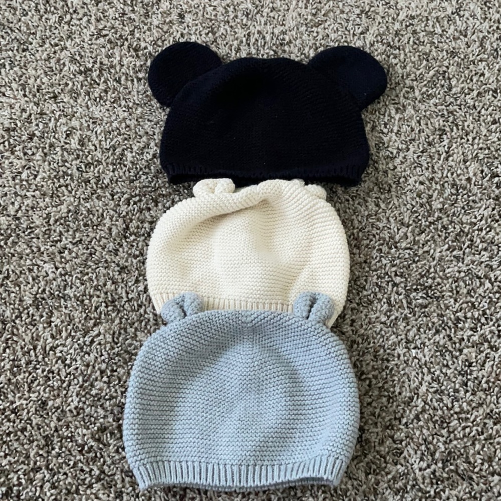 Baby Gap beanies; set of 3